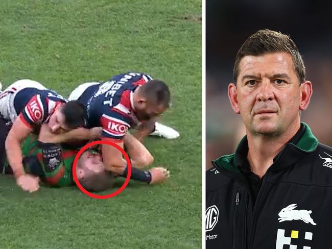 Souths coach Jason Demetriou has called for a crackdown. Photo: Getty Images and Fox Sports