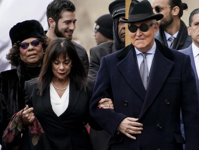 Roger Stone, former adviser to US President Donald Trump, with his wife Nydia arrives at E. Barrett Prettyman United States Courthouse in Washington, DC. Picture: Getty