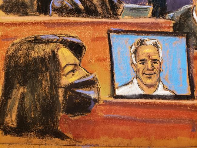 This courtroom sketch shows Ghislaine maxwell during her trial on charges of sex trafficking, in New York City, on December 1, 2021. Picture: Jane Rosenberg / AFP