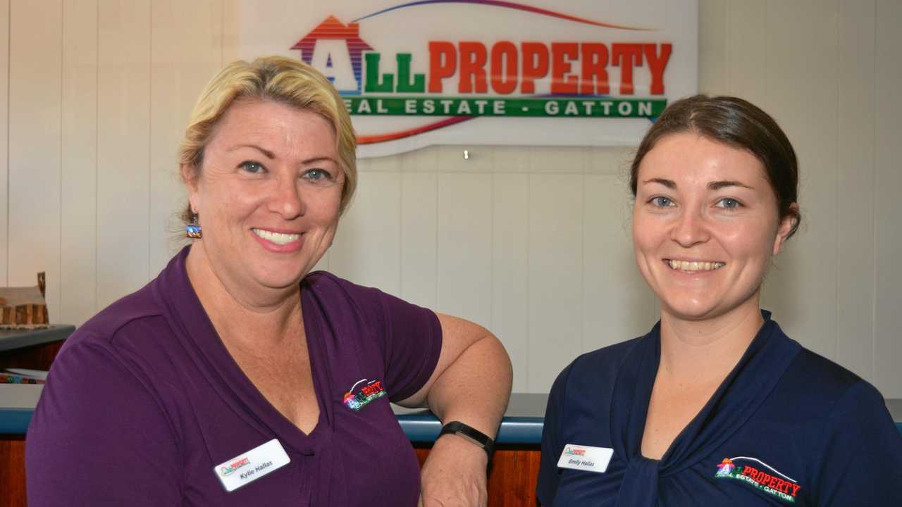 All property real estate Gatton Principal owner Mrs Kylie Hallas and Miss Emily Hallas in their office on October 22. Picture: Meg Bolton