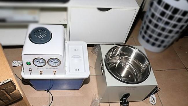 Some of the drug production equipment allegedly found in the New Beith home. Picture: Australian Border Force