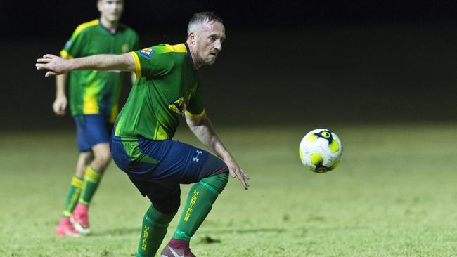 Steven Ward for Highfields against Stanthorpe United as Toowoomba Football League Premier Men 2020 competition is restarted at Highfields Sport Park, Saturday, July 11, 2020. Picture: Kevin Farmer