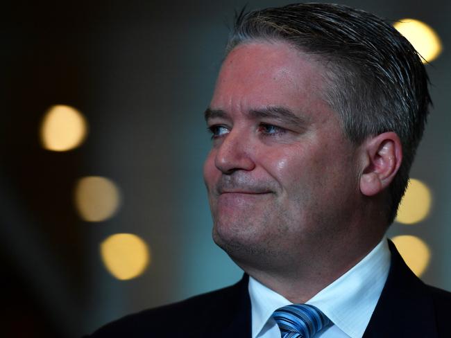 Minister for Finance Matthias Cormann addresses media at the Mural Hall in Parliament House in Canberra, Thursday, 4 July, 2019. Independent Senator Jacqui Lambie has thrown her support behind the federal government's income tax cuts, gauranteeing the $158bn package will become law.  (AAP Image/Sam Mooy) NO ARCHIVING