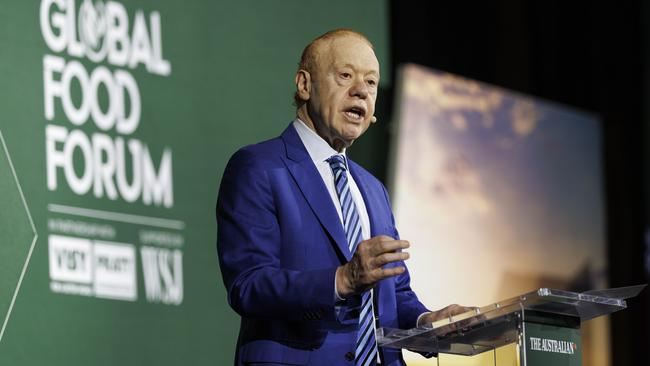 Visy chairman Anthony Pratt speaking at the Global Food Forum in Brisbane. Picture: Glenn Hunt