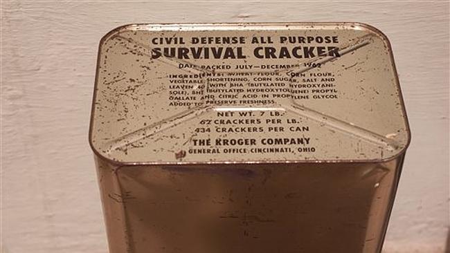 A tin of 434 Survival Crackers. Picture: AP / Rodolfo Gonzalez