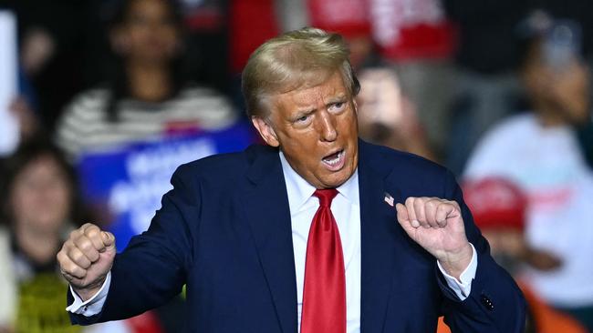 Former US president Donald Trump dances onstage at a campaign rally in Allentown, Pennsylvania. Picture: AFP