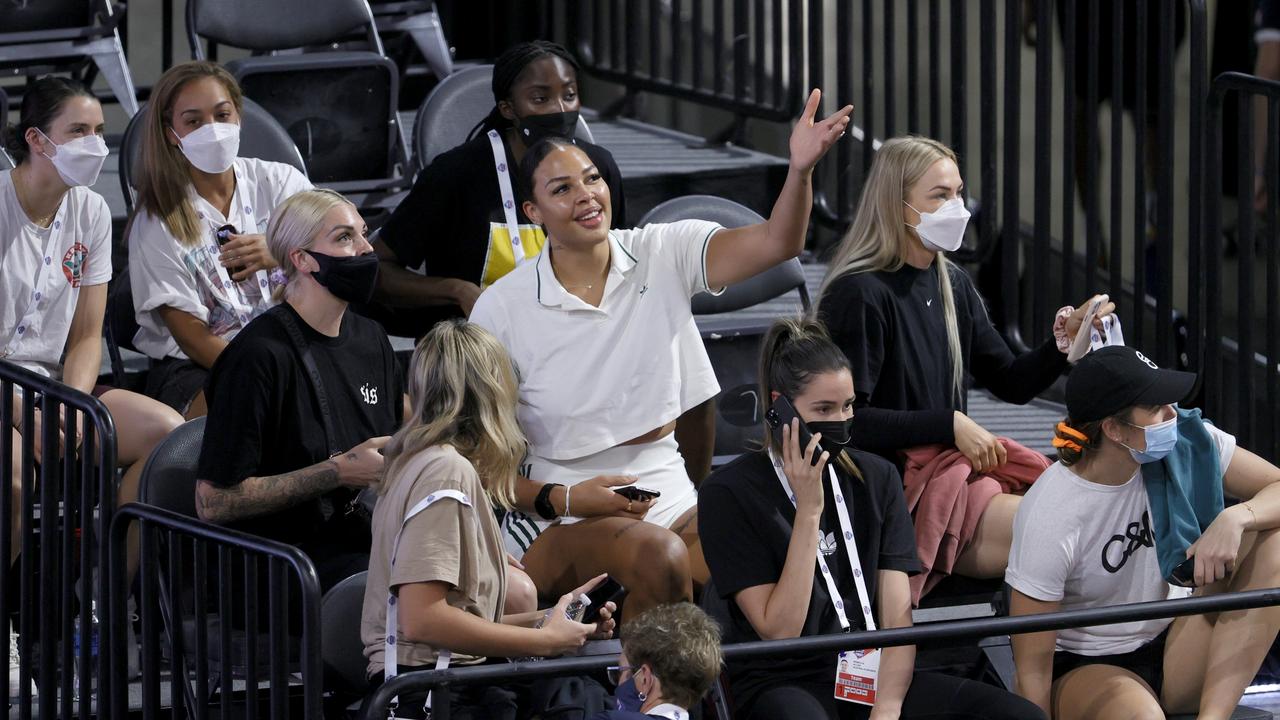 Cambage and her Opals teammates watched the men play in Las Vegas this week.