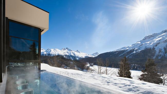 The outdoor pool at Kulm Hotel in St Moritz.