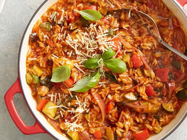 We've redesigned our 55-minute ratatouille into a 35-minute one-pan ratatouille risoni.