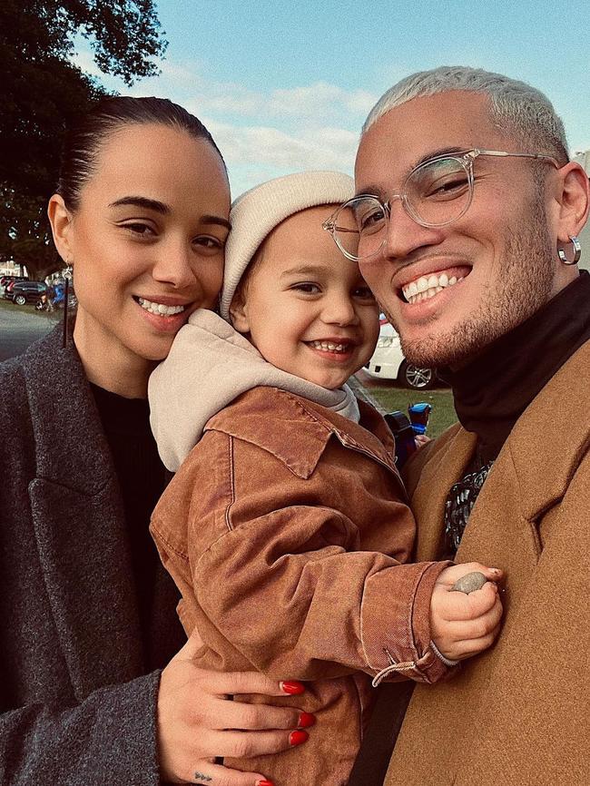 Stan Walker with wife Lou Tyson and her son Te Puuwairua.