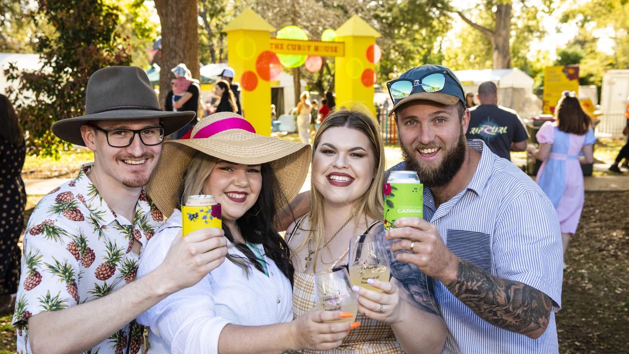 At the Festival of Food and Wine are (from left) Damon Baker, Kate Taylor, Jaycee-Leigh Bishop and Joel Bishop of Carnival of Flowers 2022, Saturday, September 10, 2022. Picture: Kevin Farmer