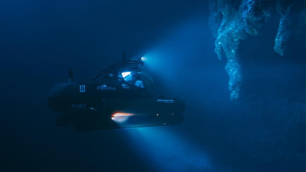 Chief pilot of the expedition Erika Bergman said the discovery of never-before-seen stalactites was exciting. Picture: Thomas Bodhi Wade/Aquatica Submarines