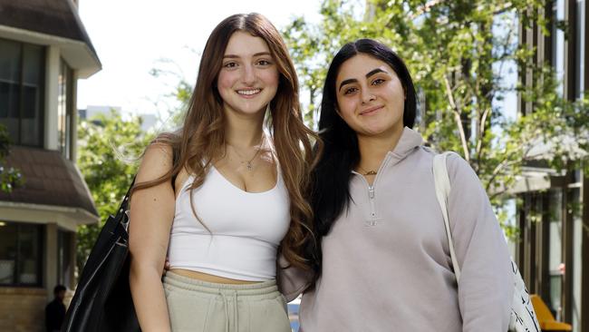 Belinda Coorey, 18, (left) and Marissa Makhlouf, 18, at Parramatta Square. Picture: Jonathan Ng