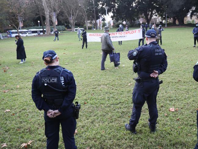 A strong police presence on Tuesday helped reduce the group’s impact on traffic on Tuesday. Picture: John Grainger