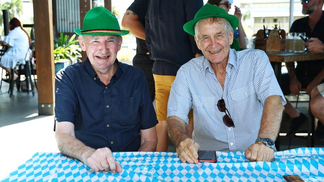 John Jones and Peter Simkin celebrate at Oktoberfest at Hemmingway's Brewery. Picture: Brendan Radke