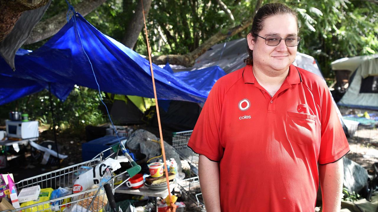 Tent cities around in and around Caboolture. Pictured, Peter Johnson. Photo: Patrick Woods.