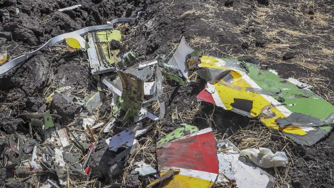 Wreckage from the Ethiopian Airlines Boeing 737-MAx was scattered over a wide area. Picture: AP. 