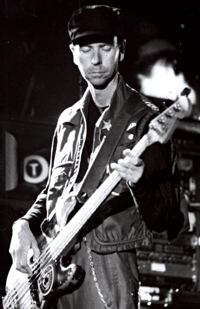 Replacement bassist Stuart Morgan performing with U2 at the SFS in Sydney during their Zoo TV show in 1983. Picture: Trent Parke