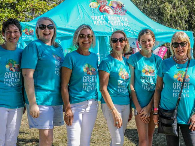 Members of a previous Great Barrier Reef Festival committee (from left) Lisa Stockow, Kirsten Orenshaw, Fiona Van Blarcom, Margie Murphy, Heather Batrick, Lily Tarver, Ellen Kerr and Brian Duell. Photo: Vampp Photography