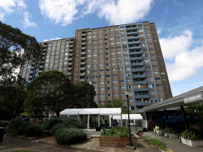 Housing Commission units overlook the Rabbitohs training base. Picture: NCA NewsWire / Damian Shaw