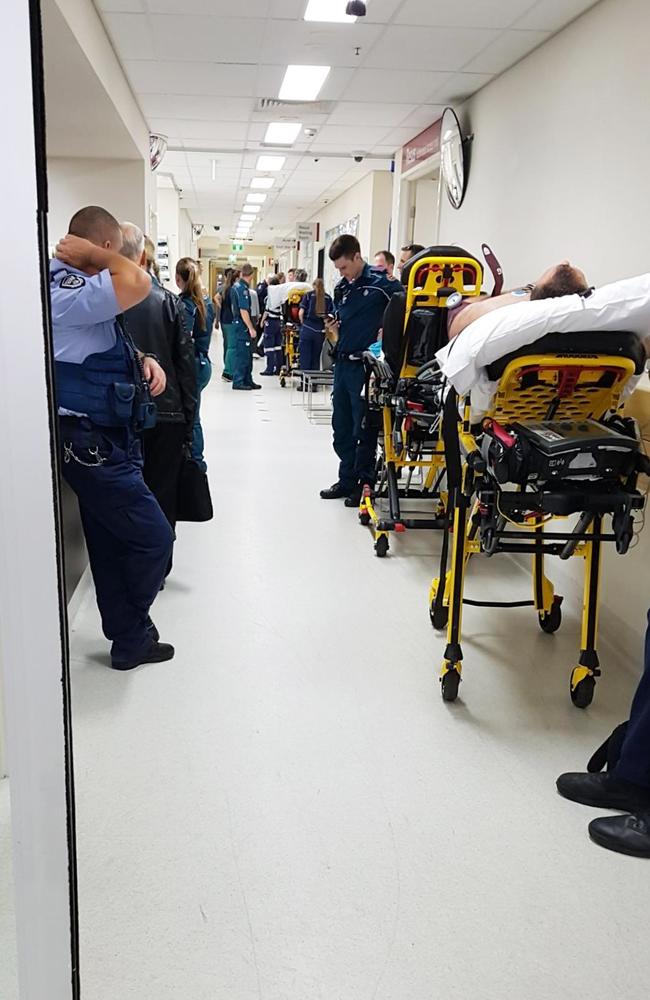 A supplied photograph of patients being ramped in the corridors of the PA Hospital. Complaints have now arisen of similar incidents at Robina Hospital.