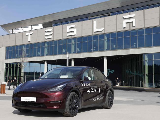 A combination of sliding demand and a surplus of stock has seen the price of Teslas fall. Picture: AFP