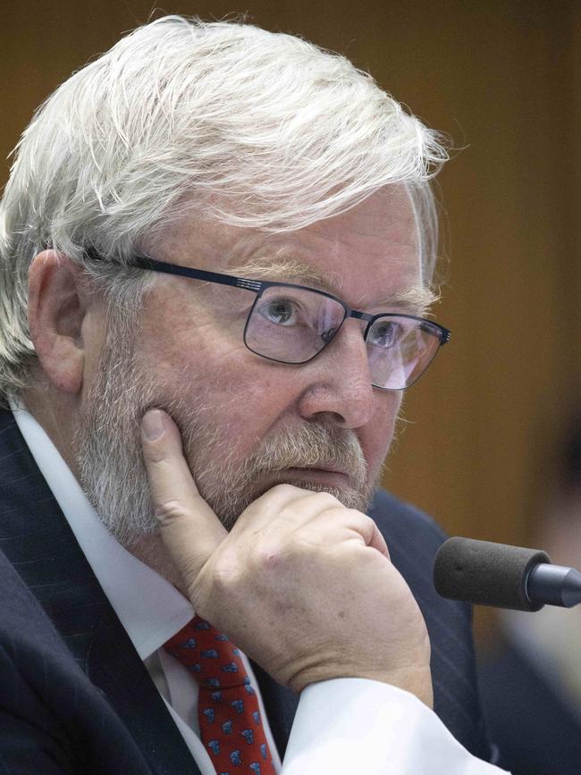 Kevin Rudd at the media diversity inquiry. Picture: NCA NewsWire/Gary Ramage