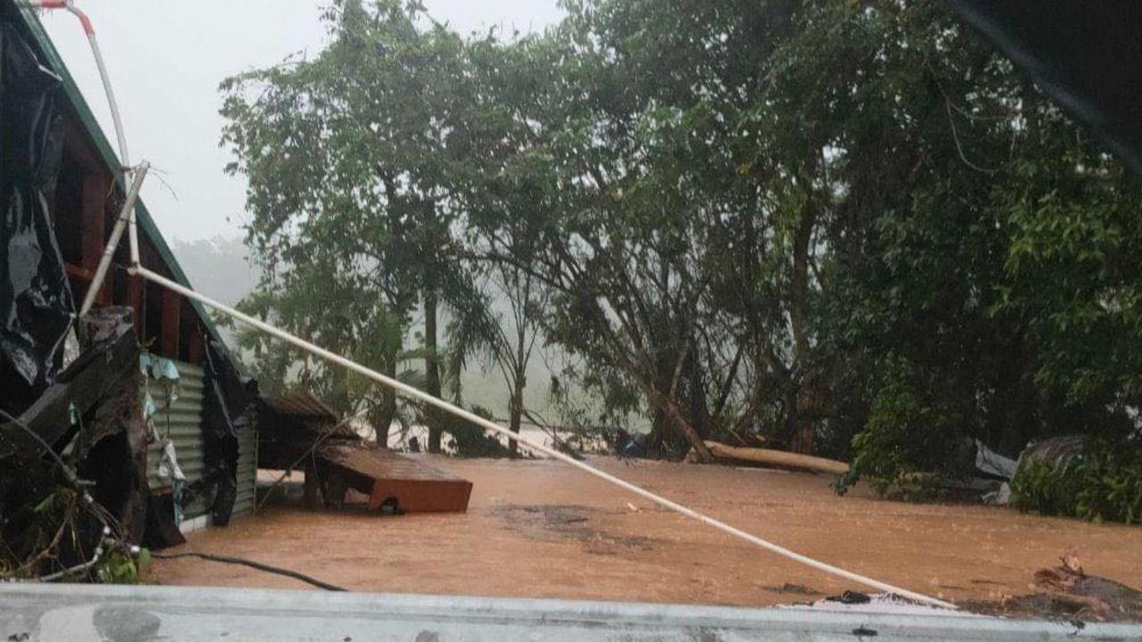 The Dunn's house in Bloomfield, between Shire of Cook and Douglas, submerged in water. Picture: Supplied