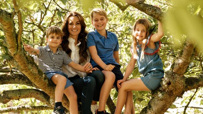 A newly released picture of Kate and the kids. Picture: Matt Porteous