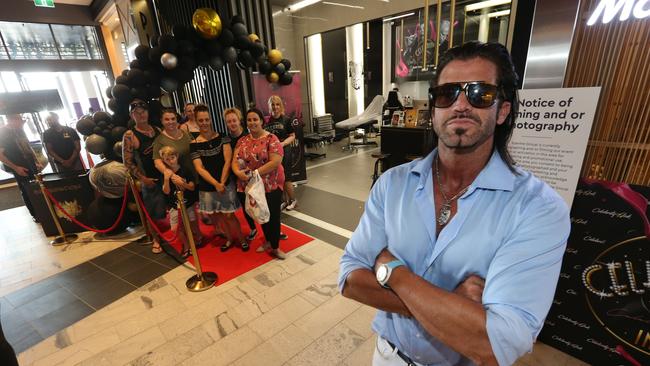 Travers Beynon at the Celebrity Ink tattoo store at the Coomera Westfield shopping centre. Picture: Mike Batterham