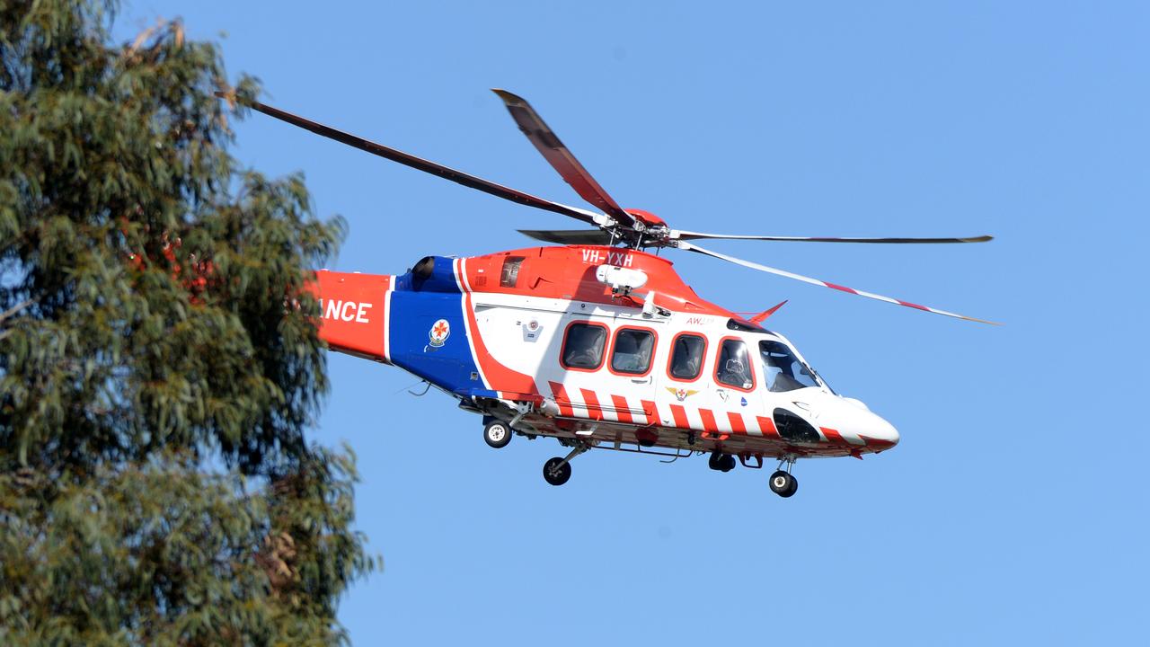 An Ambulance Victoria spokesperson said a man, believed to be in his 50s, was airlifted to Melbourne following the crash. Picture: NCA NewsWire / Andrew Henshaw