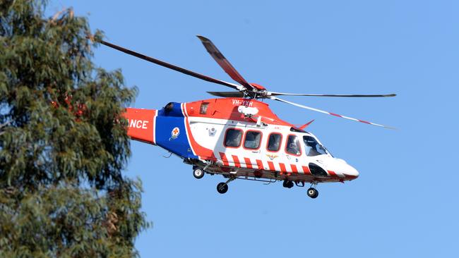 An Ambulance Victoria spokesperson said a man, believed to be in his 50s, was airlifted to Melbourne following the crash. Picture: NCA NewsWire / Andrew Henshaw