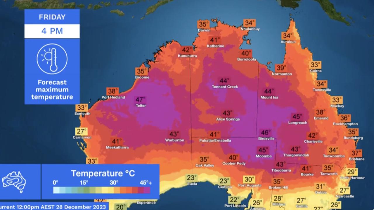 Temperatures in the 30s and 40s are forecast. Picture: BOM.