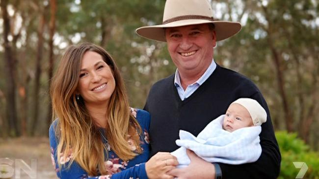 Vikki Campion, Barnaby Joyce and their son Sebastian. Pic: Channel 7