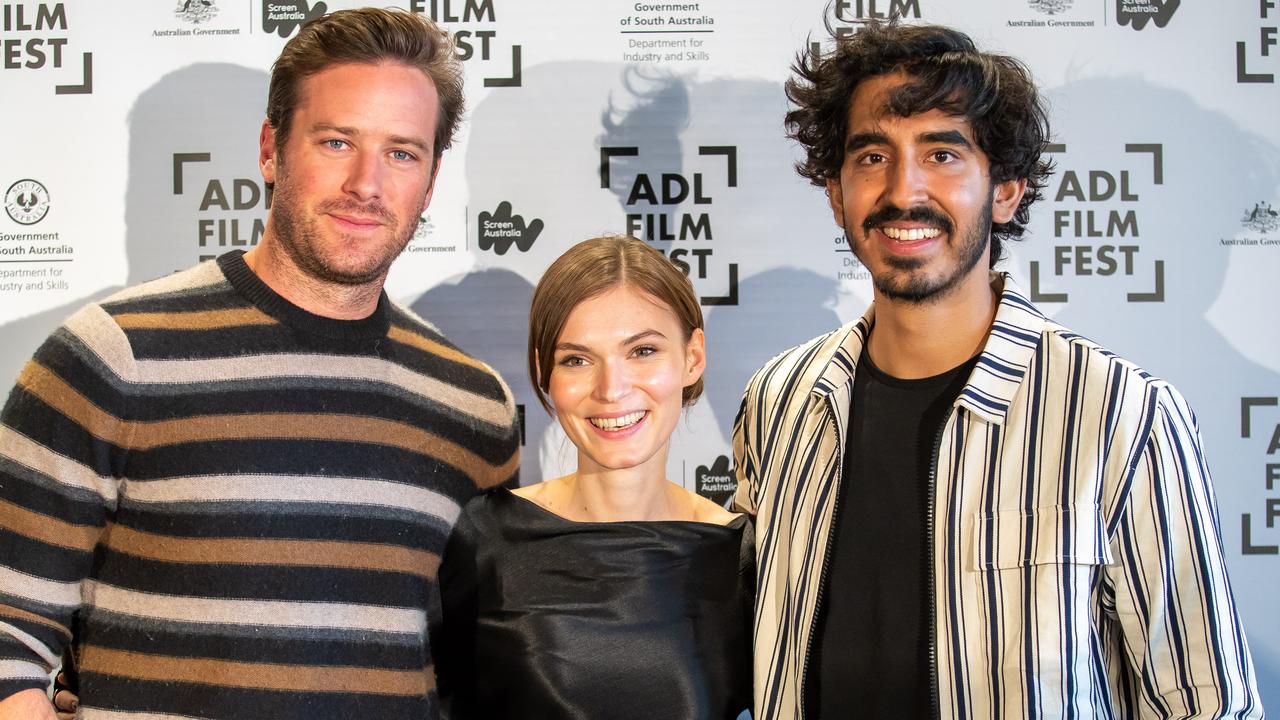 Hammer and Patel with co-star Tilda Cobham-Hervey at the Adelaide Film Festival last year (Photo by James Elsby/Getty Images)