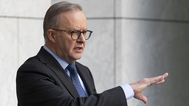 A two-term proposition for Prime Minister Anthony Albanese is under threat, only midway through the first. Picture: NCA NewsWire/Martin Ollman