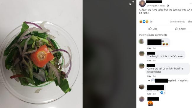 Here’s a “rustic” salad served in a top-notch Brisbane hotel. Picture: supplied