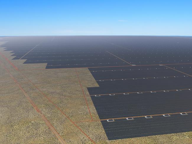 Renders of the planned SunCable solar farm in the Northern Territory.