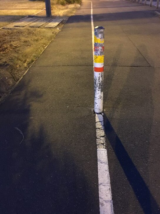 Mr Neocli said the bollard faded into the white line before it was painted yellow.