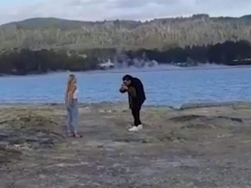 This couple risked landing in hot water after a visit to the Wai-O-Tapu thermal area in Rotorua.