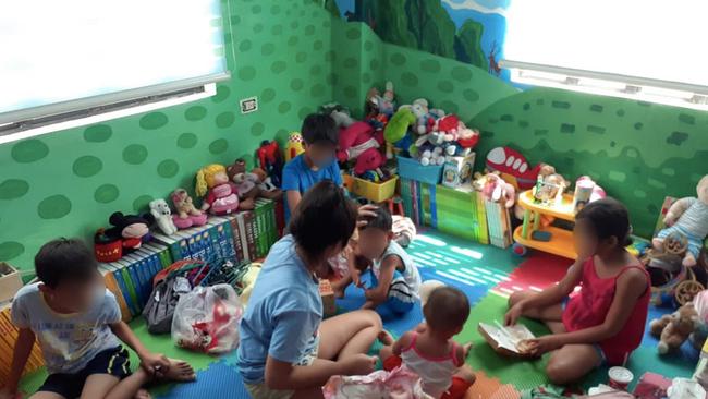 Some of the 13 children in a shelter after they were rescued from a sex den in the Philippines city of Zamboanga on May 21, where police allege they were held for the purposes of being sexually abused. Picture: Supplied