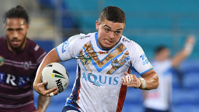 Titans player Ashley Taylor during the Round 11 NRL match between the Gold Coast Titans and the Manly-Warringah Sea Eagles at Cbus Super Stadium in Robina on the Gold Coast, Saturday, May 20, 2017. (AAP Image/Dave Hunt) NO ARCHIVING, EDITORIAL USE ONLY