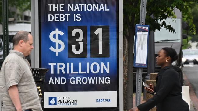 A billboard showing the national debt is seen in Washington, DC. Picture: AFP