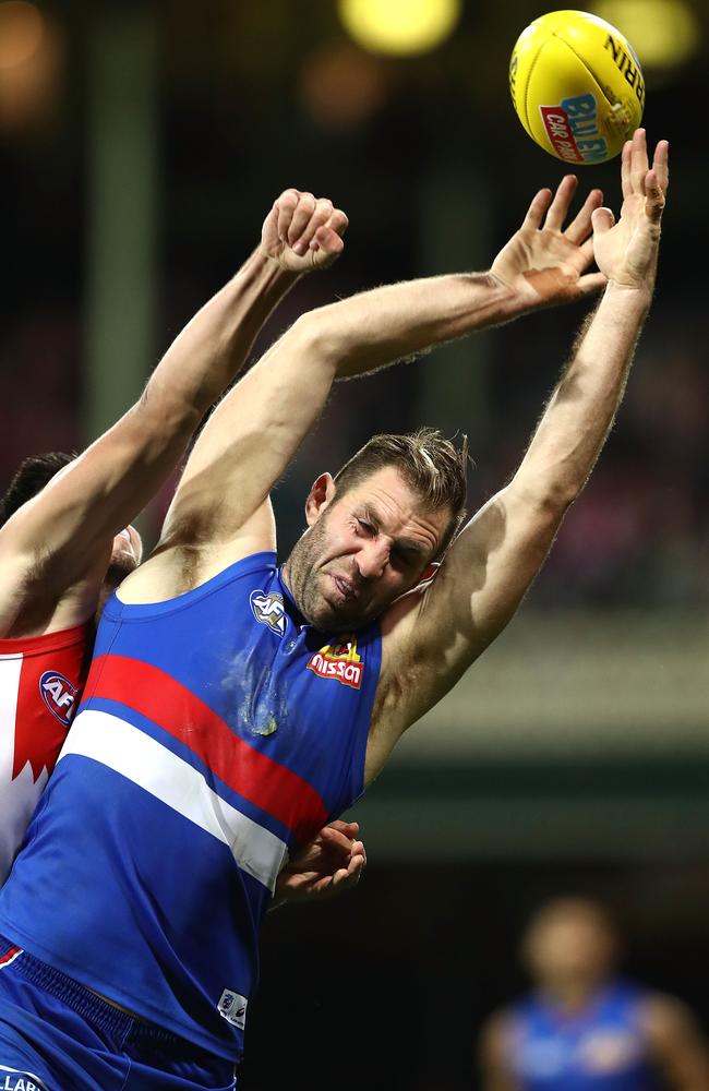 Travis Cloke fumbled marks against the Swans. Picture: Getty Images