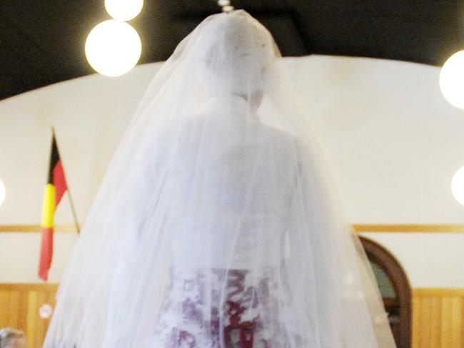 Muslim Women Muslim Womens fashion event held at Randwick Town Hall.A muslim wedding gown.Photo: Melanie Russell