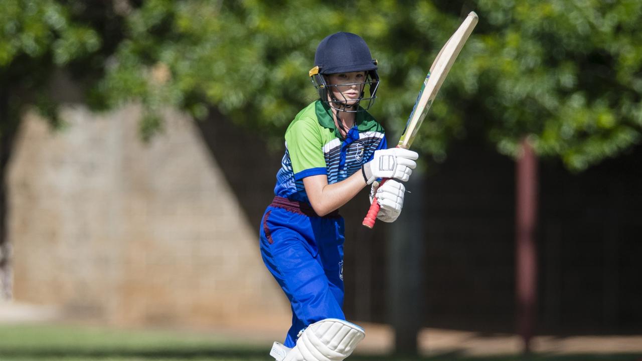 Amelia Kuhn bats for Darling Downs South West Queensland in the 2023 U13 Southern Challenge. Picture: Kevin Farmer