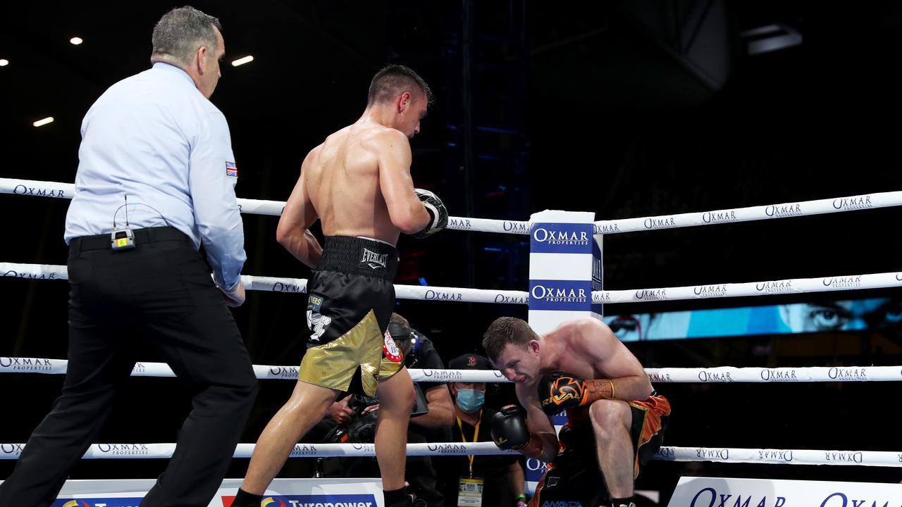 Jeff Horn vs. Tim Tszyu at Queensland Country Bank Stadium. Picture: Alix Sweeney