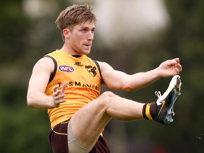 Dylan Moore cashed in as the Hawks thrashed Richmond. Picture: Michael Willson/AFL Photos via Getty Images