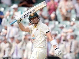 ADELAIDE, AUSTRALIA - DECEMBER 17: Steve Smith of Australia celebrates scoring a half century during day two of the Second Test match in the Ashes series between Australia and England at the Adelaide Oval on December 17, 2021 in Adelaide, Australia. (Photo by Daniel Kalisz/Getty Images)