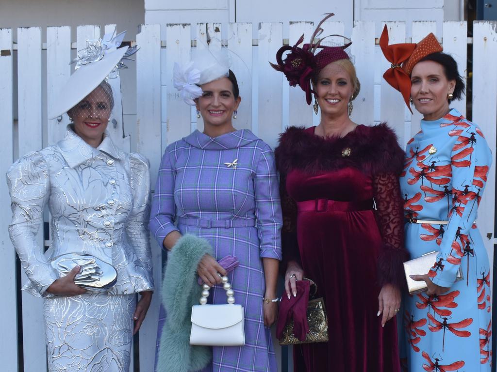 Gladstone's Emma De Hennin, Liz Whitehead, Belinda Ogilvie and Katrina James at the Rockhampton Cup race meeting at Callaghan Park on July 13, 2024.